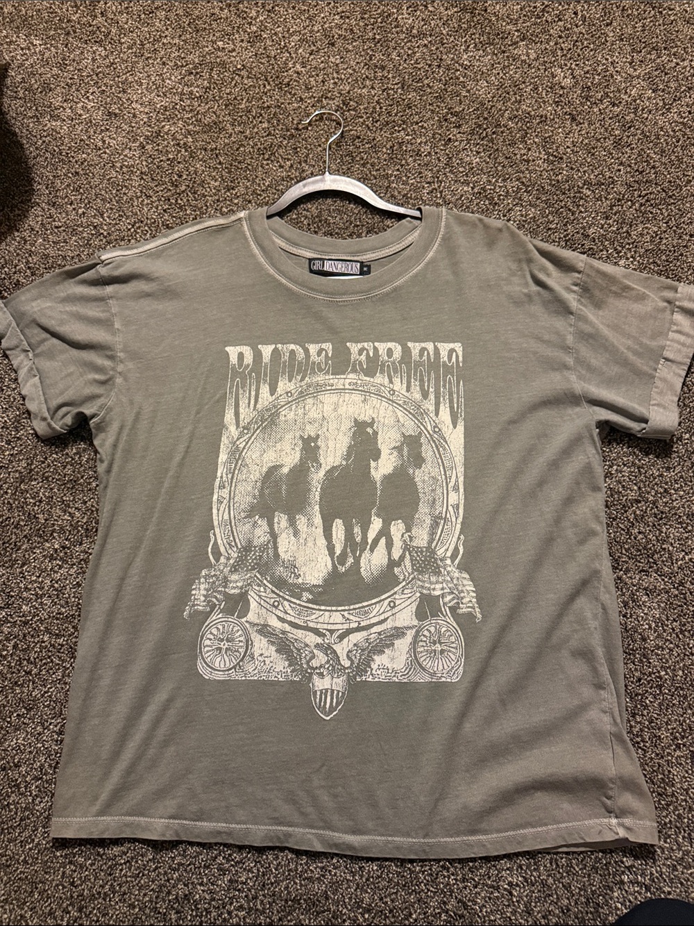 Ride Free Graphic Tee - Olive Green Women’s Short Sleeve Shirt